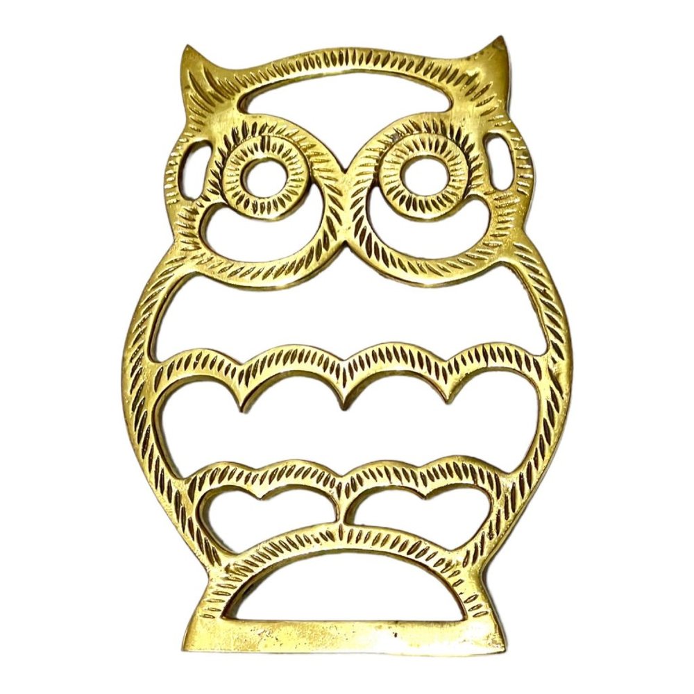 Vintage Brass Owl Trivet